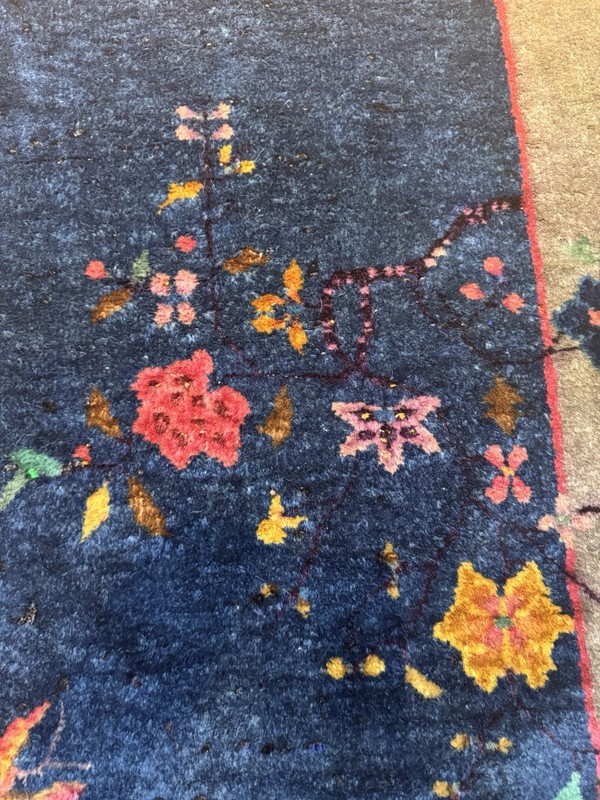 Stunning Antique Chinese Art Deco Rug C. 1920 Remarkable Natural Dye Hues 6’x3’ gallery