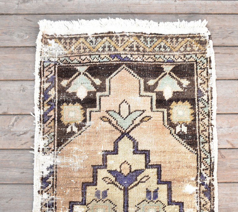 Turkish Carpet Hand Knotted 1x3 Size Doormat Chair Multi Color Rug 49x116cm gallery