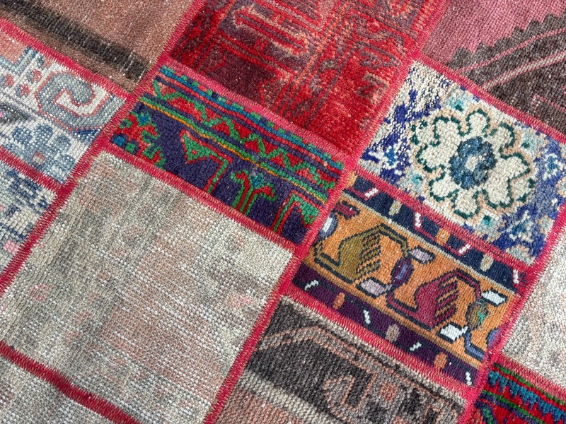Patchwork rug, Turkish rug, Vintage rug, Handmade rug, Wool rug 3,2 x 3,2 ft gallery