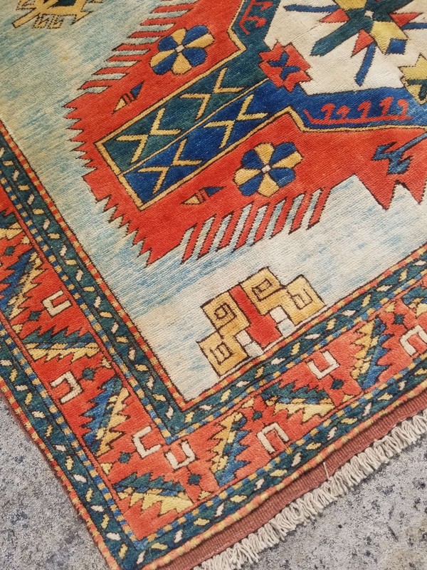 Vintage Distressed Hand Made Traditional Oriental Wool Orange Rug 197x151cm gallery