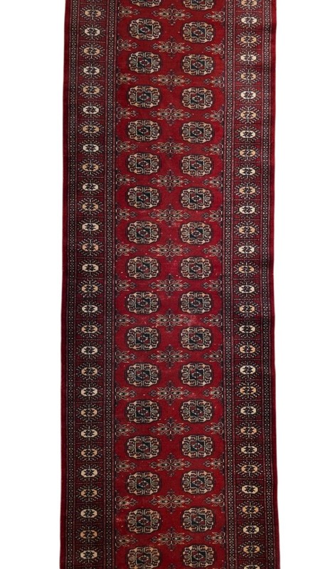 Aprx 2.5 X 12 Afgahn Hand Knotted Turkmen Bokhara Rug Antique Runner Wool Carpet gallery