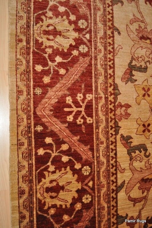 _HAND-MADE_HERIZ_DESIGN_9X12 FT. VEGETABLE DYED NATURAL COLOR BEIGE, DARK RED gallery