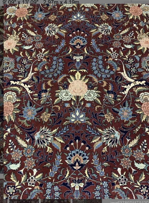Chinese Wool & Silk Red Keshan Area Rug New Rare Beauty Elegance 9.9 X 13.9 FT gallery