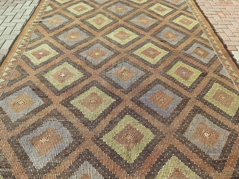 Oversize Turkish Rug, Area Rugs, Sard Wool Kilim, Embroidery Large Rug 97"X129" gallery