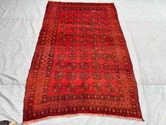Red Vintage Turkoman Bokhara Elephant Foot Hand Knotted Wool Rug 5×8 Area Rug