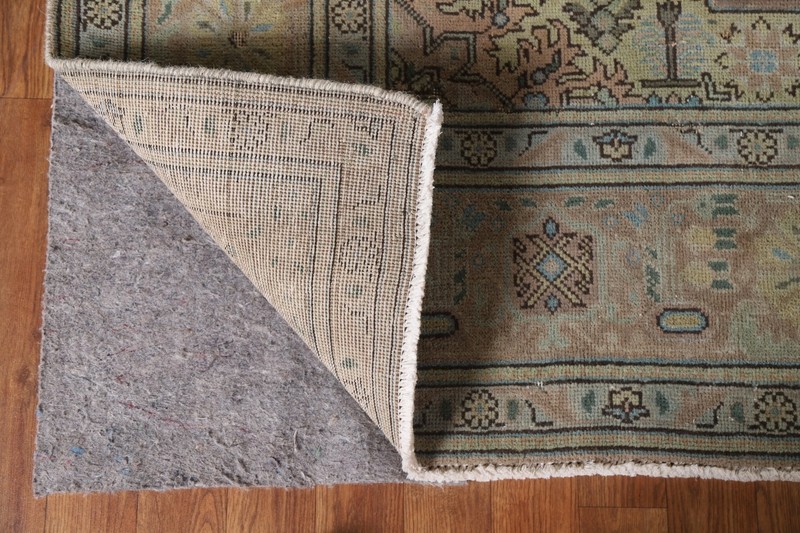 Traditional Vintage Muted Pink Handmade Wool Geometric Tebriz Area Rug 7x10 gallery