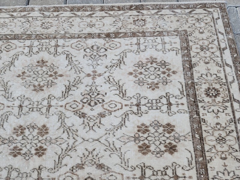 Oushak Rug 6x9, Neutral Rug Beige, Hand Knotted Area Rug, Vintage Rug Large gallery