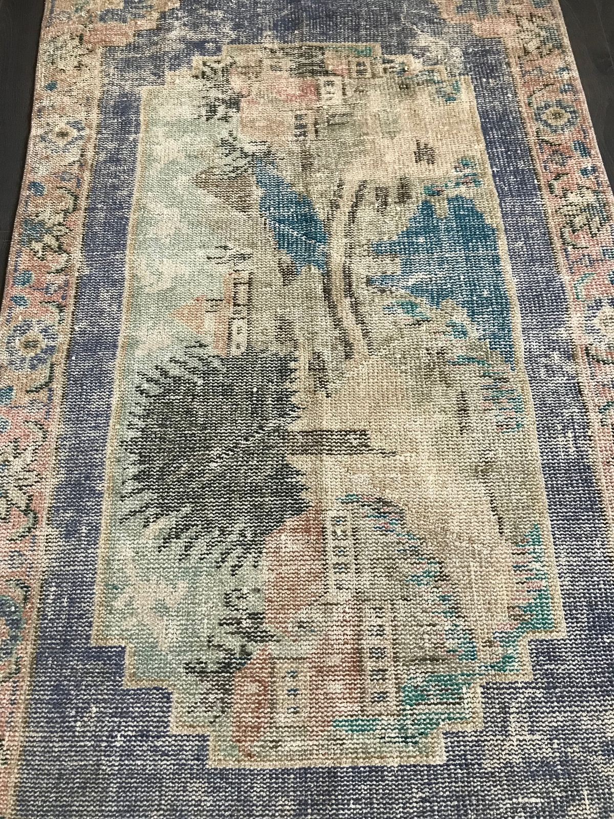 3.1x5.5 Medium Vintage Blue Turkish Oushak Rug gallery
