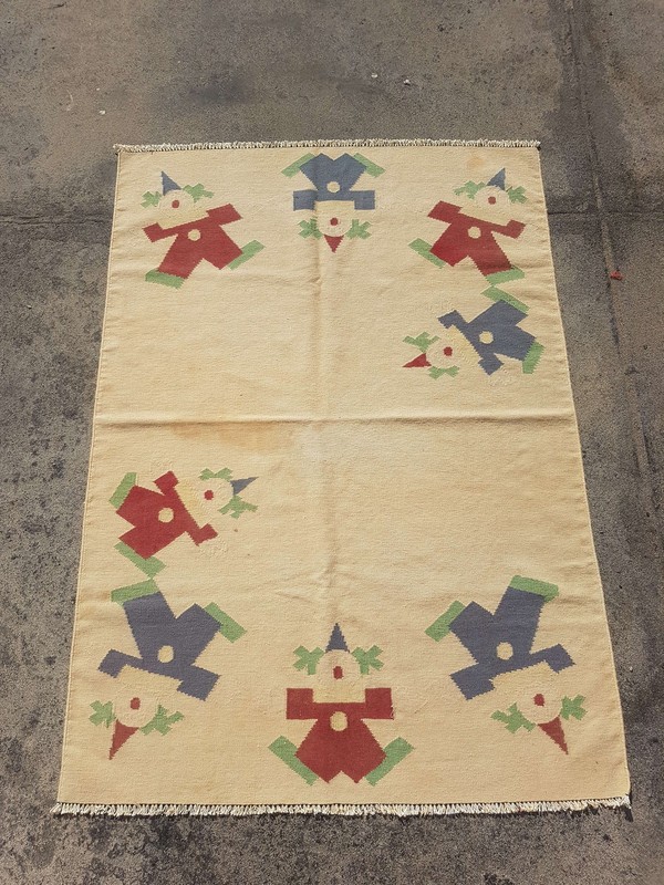 Vintage Handmade Traditional Geometric Beige Kilim Floor Rug Carpet 176x124cm gallery