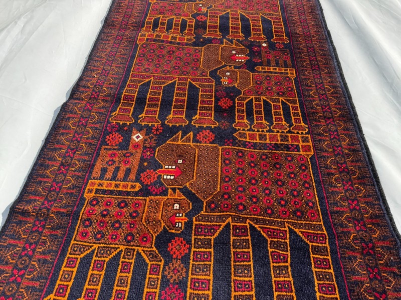 Antique Afghan Hand Knotted 3x5 Ft Wool Rug Traditional Turkmen Pictorial Carpet gallery