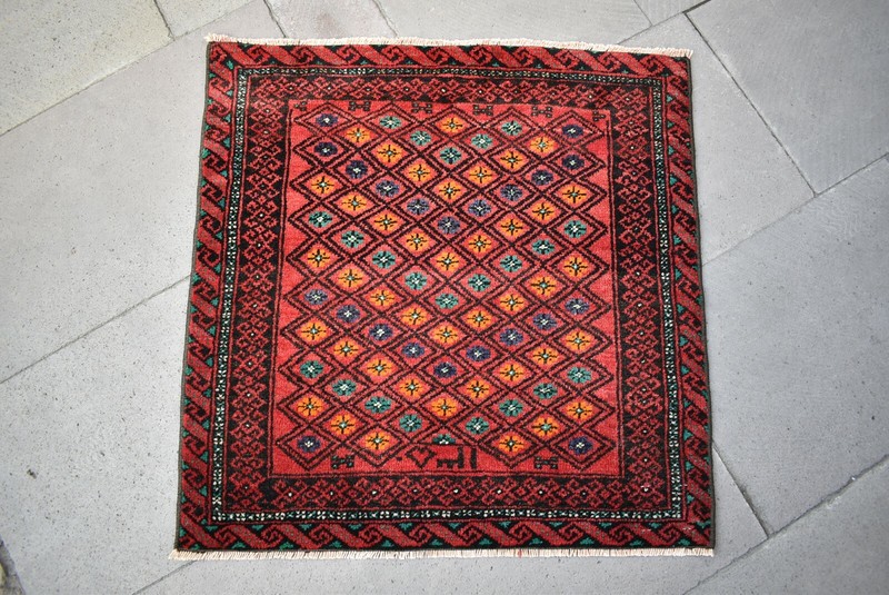Marvelous Antique Tribal Square Bag Face Rug Collectors Item Tribal Bag Face Rug gallery