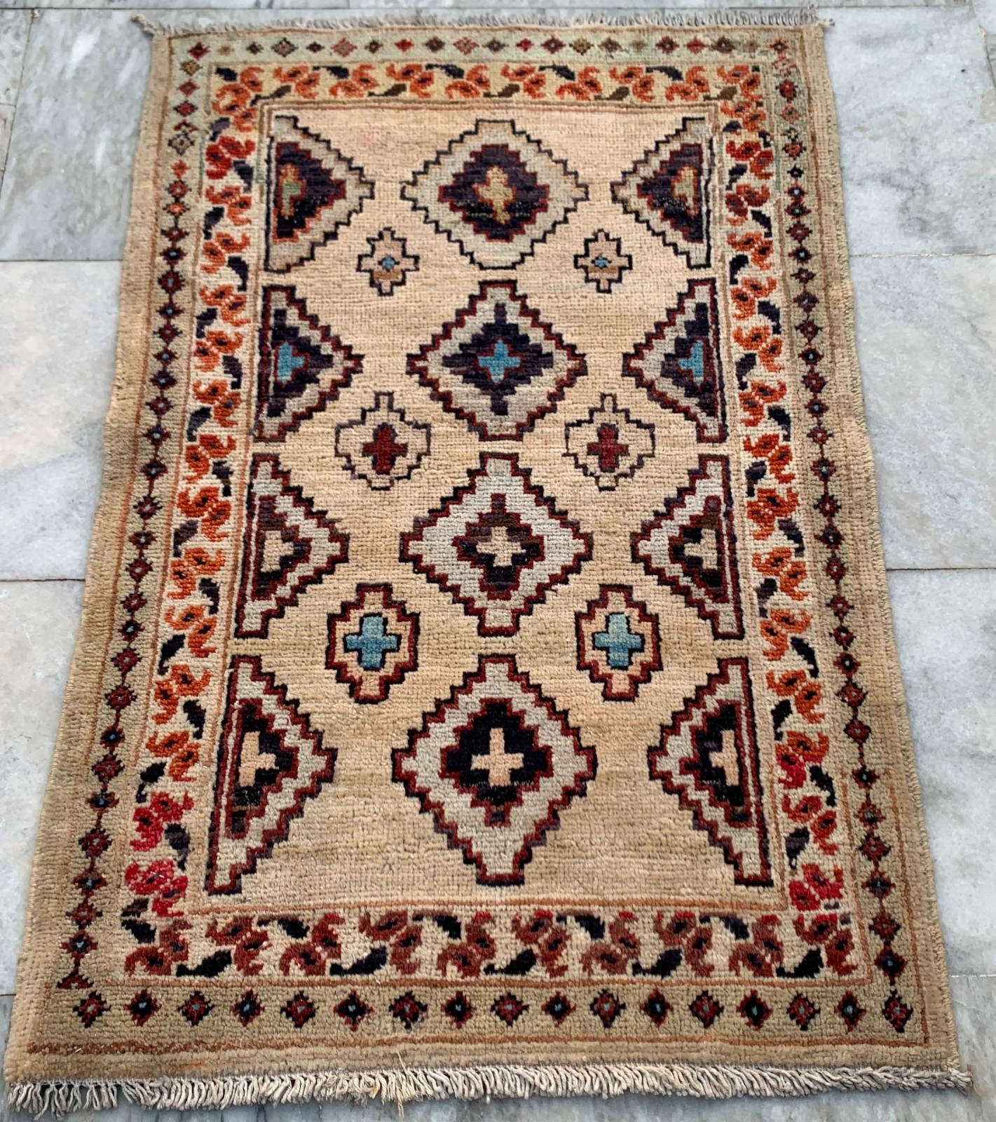Vintage Afghan Taimani Rug Hand Knotted Bokhara Wool Area Rug 2x3 ft Free Ship gallery
