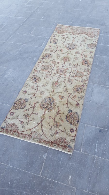 Antique Anatolian Runner Rug Wool Tribal Deformed Handmade Hallway Rug gallery
