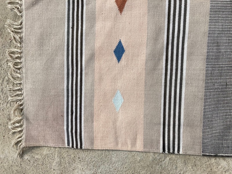 Vintage Traditional Handmade Turkish Strip Flat Wool Kilim Floor Rug 203x132 cm gallery