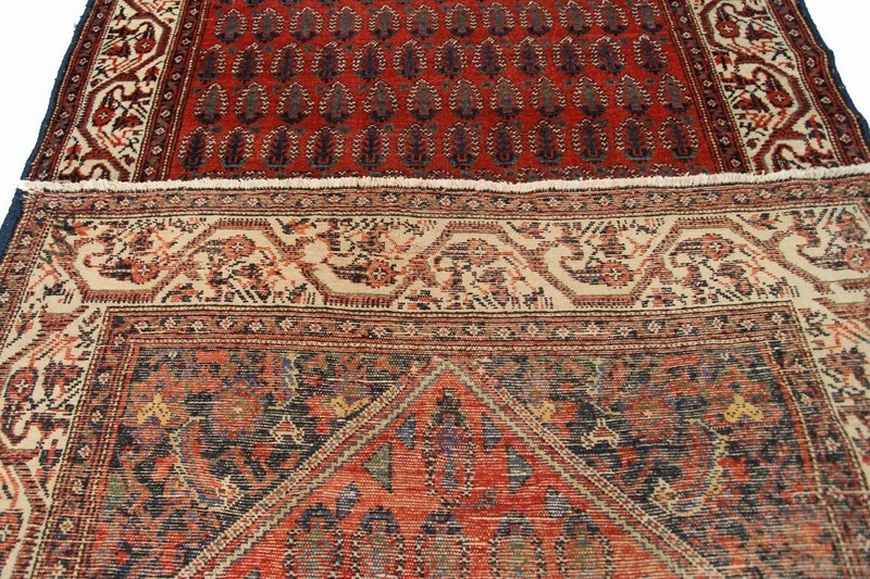 4x15 Antique Handmade Wool Runner Paisley Pattern Traditional Weave circa 1900 gallery