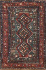 Pre-1900 Antique Kazak Style Vegetable Dye Rug 5×7 Ft Handmade Oriental Wool Rug