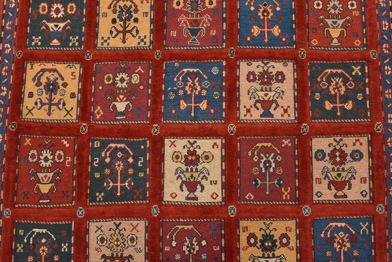 Gabbeh Rug 5′ x 6’4” Red Wool Vintage Tribal Hand-Knotted Oriental Carpet gallery