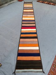 AFGHAN KILIM RUNNER STRIPED BOHO RUG HANDWOVEN WOOL FLATWEAVE NOMAD RUG 2×16 FT