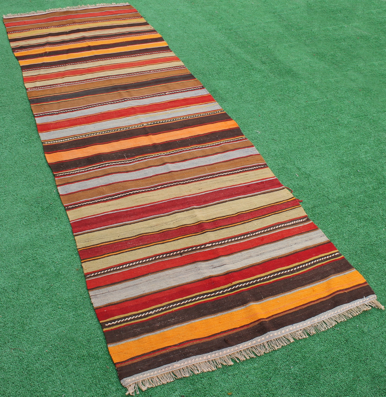 Turkish Kilim 41''x129'' Oriental Runner Corridor Hallway Stairs Striped Rug gallery