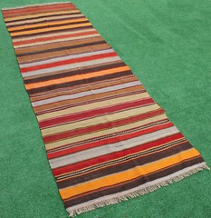 Turkish Kilim 41”x129” Oriental Runner Corridor Hallway Stairs Striped Rug