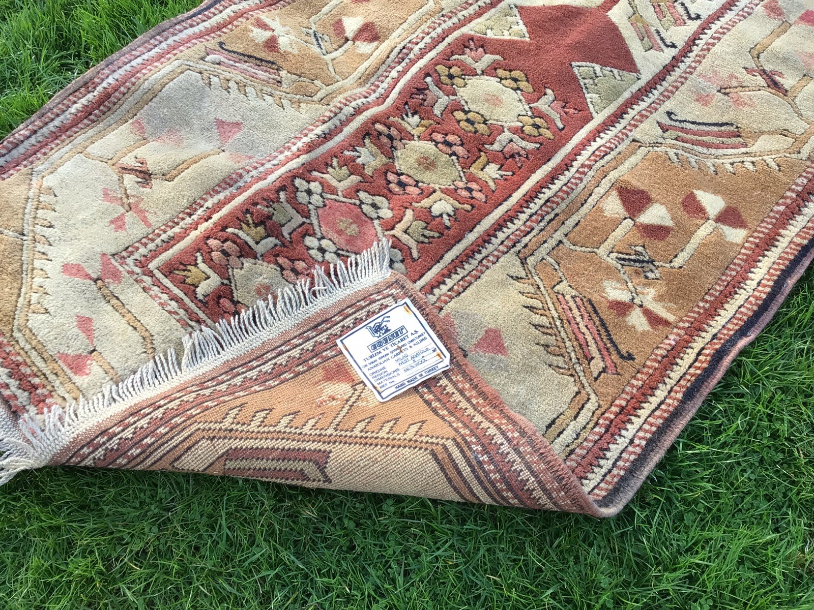 VINTAGE MAT RUG OLD CARPET LOVELY DESIGN TURKISH KILIM MADE IN TURKEY 100% wool gallery