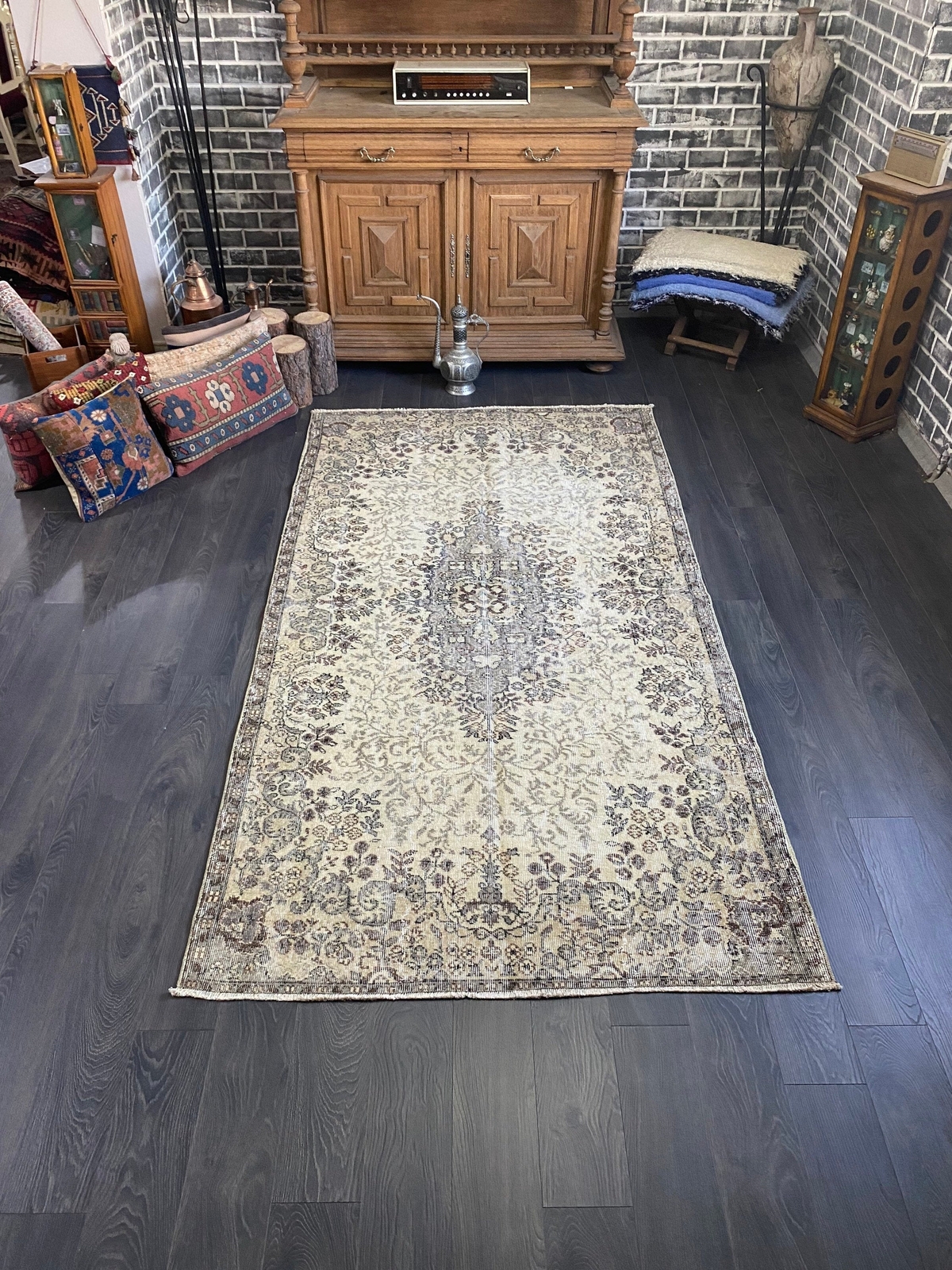4.5x8.5 Large Vintage Brown Turkish Anatolian Rug gallery
