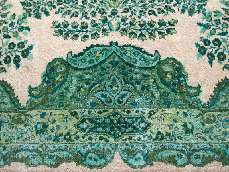 Vintage Kashmir Carpet - Handwoven Silk Pile - 79"W x 130"L - Mid 20th Century gallery