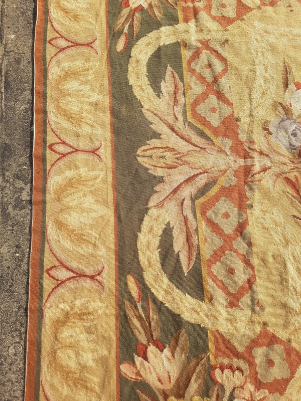 Vintage French Floral Needlepoint Handmade Multicolor Rug Wool Carpet 292x235 cm gallery