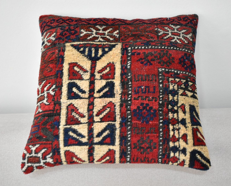 Antique Tribal Pillow Cover Sofa Rug 16'' x 16'' Made Of Antique Cushion Carpet gallery