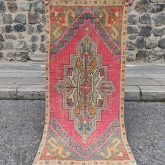 xox borders 2×3 Turkish Vintage Small Rug 49 x 105 cm Bath Mat 1.61 x 3.44 ft