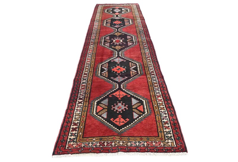 Vintage Plum Tribal Hand-Knotted 4X13 ft Wide Runner Wool Rug Oriental Carpet gallery