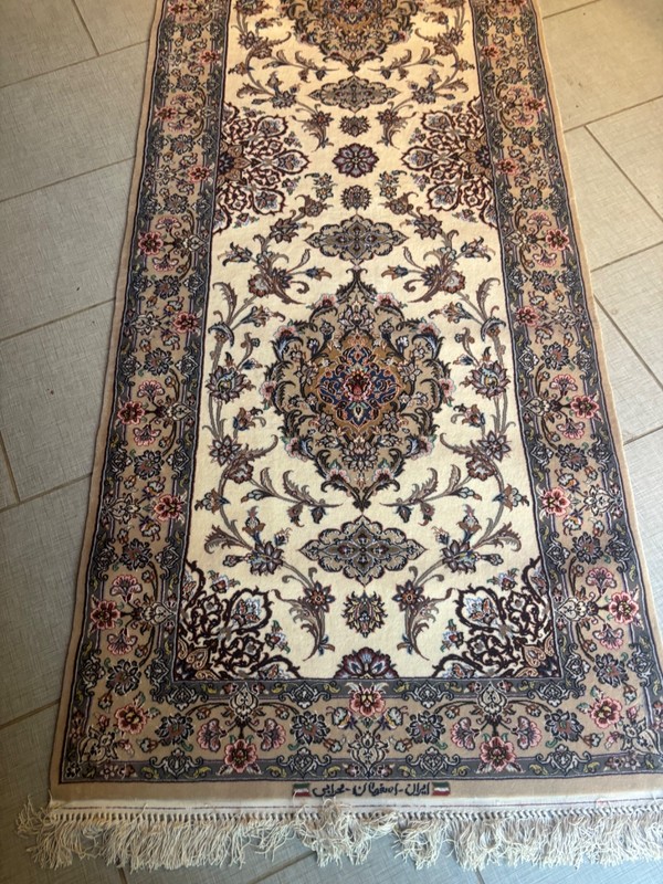 14X3. RUNNER. WITH SIGNATURE HANDMADE RUG . HAND MADE wool and silk gallery