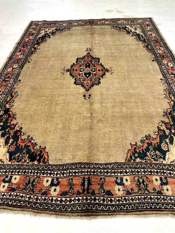 Antique Oriental Hand-Knotted Wool Area Rug Beige/Terracotta/Blue 6'10" x 9'10" gallery