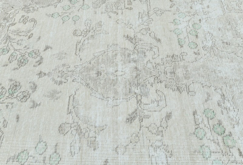 Antique Handmade Oriental Rug Muted Floral Distressed Wool Carpet 9'8X12'4 ft gallery