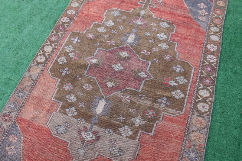 Turkish Rug 51''x110'' Vintage Light Muted Color Rug Oushak Carpet 132x287cm 4x9 gallery