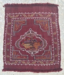 1950s Small Vintage Embroidery-Kilim, Anatolian HandWoven Art, Wall Decor Kilim