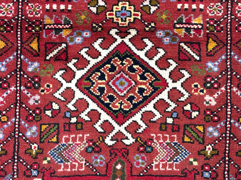 Vintage Karajeh Tribal Hand Knotted Wool Area Rug 3x5 Red Blue Geometric Boho gallery