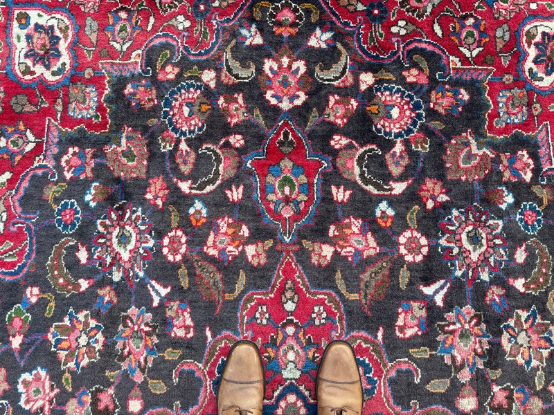 ANTIQUE ORIENTAL RUG 8x11 DARK BROWN BLUE VINTAGE HAND-KNOTTED handmade 9x12 ft gallery