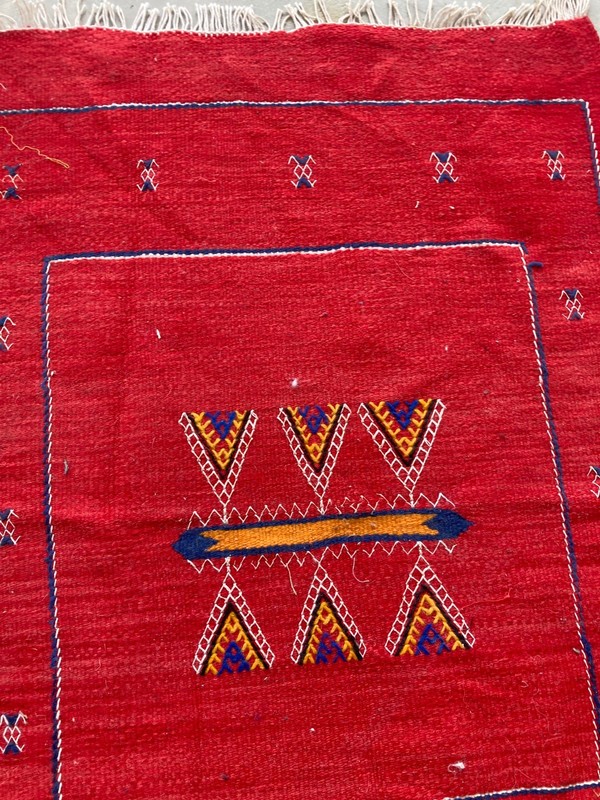 Vintage Traditional Handmade Moroccan Berber Wool Kilim Floor Rug 100x68 cm gallery