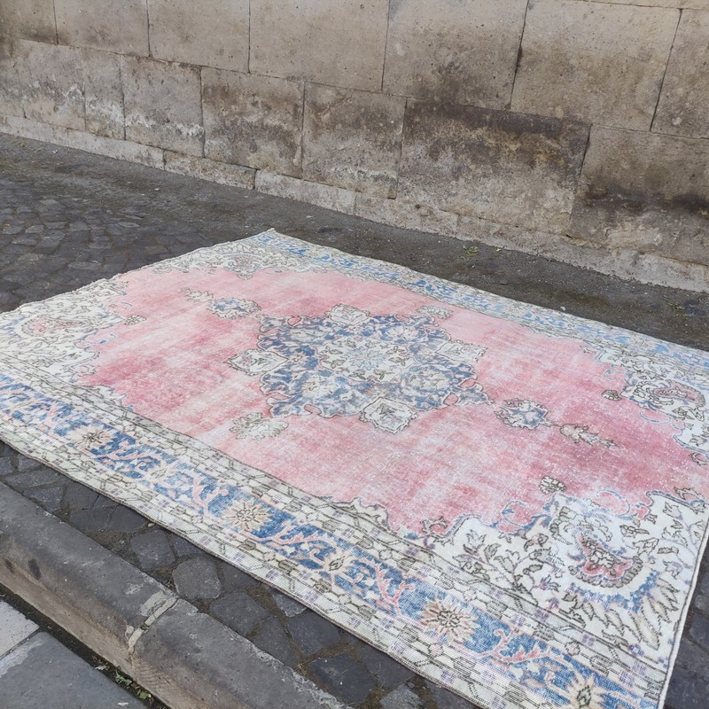 7.58 x 8.86 ft Turkish Oversized Vintage Area Rug , 8x9 Pastel Rug 231 x 270 cm gallery