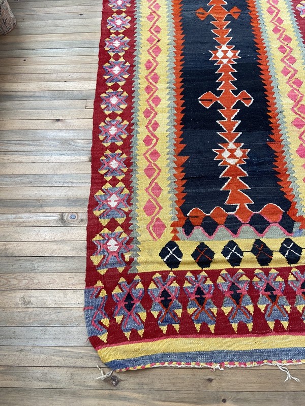 Vintage Kilim Rug 4x9 Long Runner Kurdish Wool Natural Root Dye Hand Woven Mat gallery
