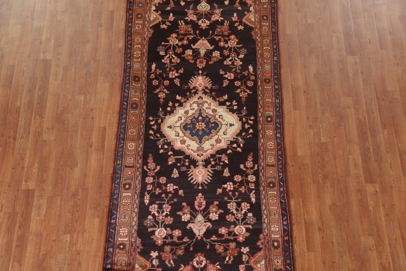 Vintage Floral Dark Brown Wool Lilihan Runner Rug 4x10 Hand-knotted Carpet gallery