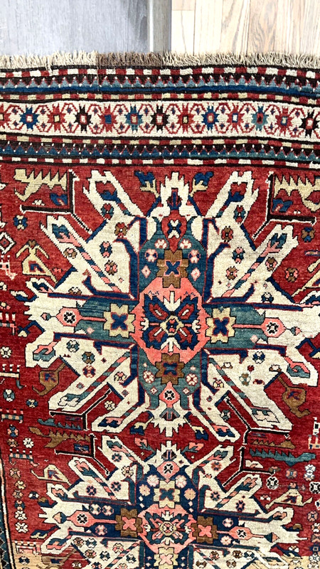 ANTIQUE CAUCASIAN EAGLE KAZAK RUG 5x8FT circa 1880 gallery