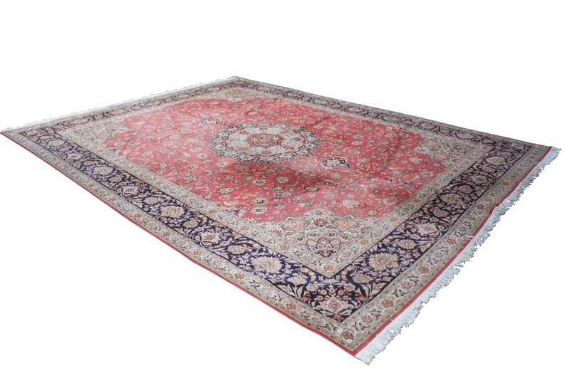 Very Fine Silk Wool Floral All Over Red Medallion Birds Area Rug Carpet 10 x 13' gallery