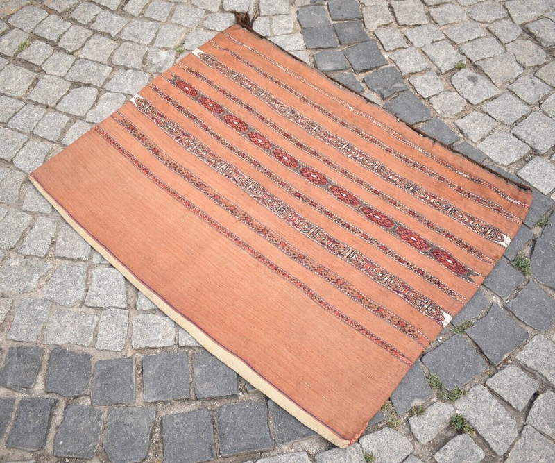 Stunning! Antique Rare Turkoman Yomud Camel Chuval Collector's Item Mafrash Rug gallery