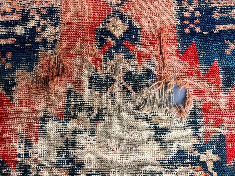 Antique Turkish Rug Hand Knotted Distressed low pile Wool Tribal Boho 3.5x5.2 FT gallery