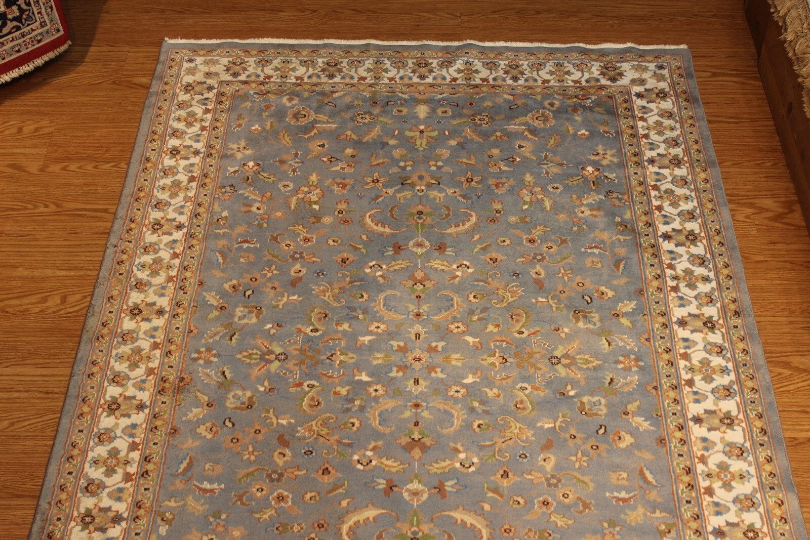 8' X 5' HANDMADE WOOL RUG, BLUE COLOR TRADITIONAL FLORAL DESIGN 5x8 ft Knotted gallery