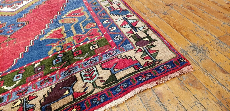 Exquisite Antique 1900-1939s Wool Pile Vibrant Natural Color Area Rug 4'10''x9'2 gallery