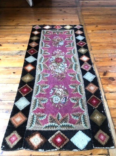 Victorian Needlework Rug – Antique Hand-Stitched Wool Carpet – Handmade Antique gallery
