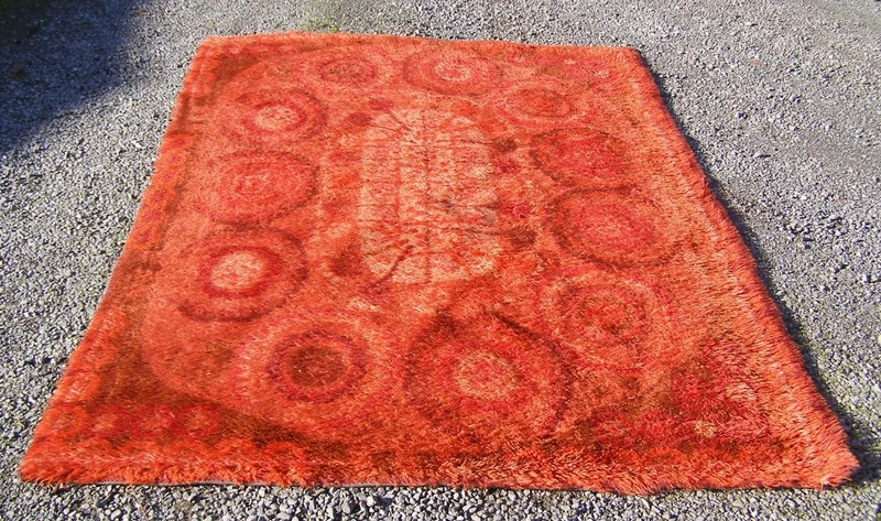 Vintage MCM Danish Modern EGE Rya Rug 7' 7 'X 5' 4" gallery